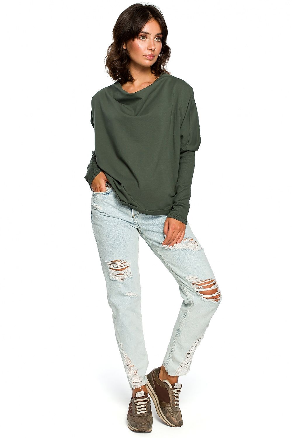 Women's Sweatshirt - Mock-Neck With Oversized Fit