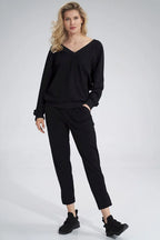 Women's Sweatshirt - V-Neck With Regular Fit