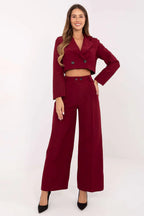 Women’s Tailored Blazer and Wide Leg Pants Suit Set