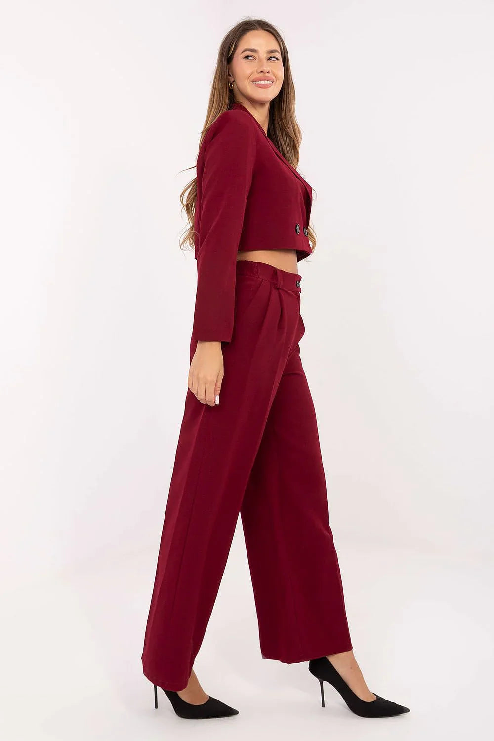 Women’s Tailored Blazer and Wide Leg Pants Suit Set