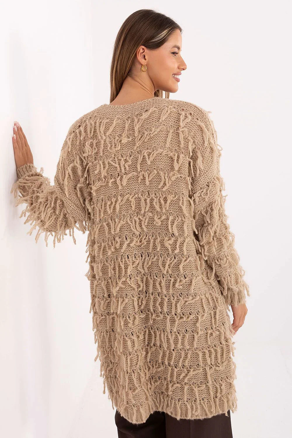 Women's Textured Longline Cardigan Sweater