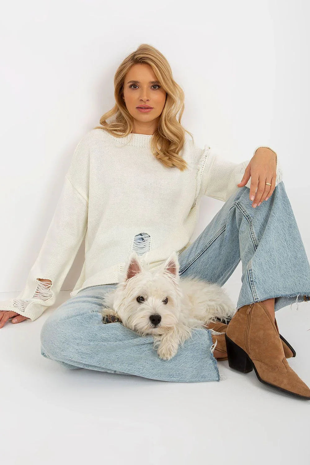Women's Textured Oversized Pullover Sweater - Guocali