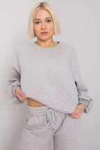 Women’s Textured Sweatshirt and Straight Leg Pants Set