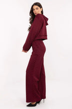 Women’s Textured Zip Hoodie and Wide Leg Pants Set
