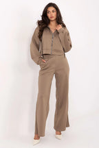 Women’s Textured Zip Hoodie and Wide Leg Pants Set