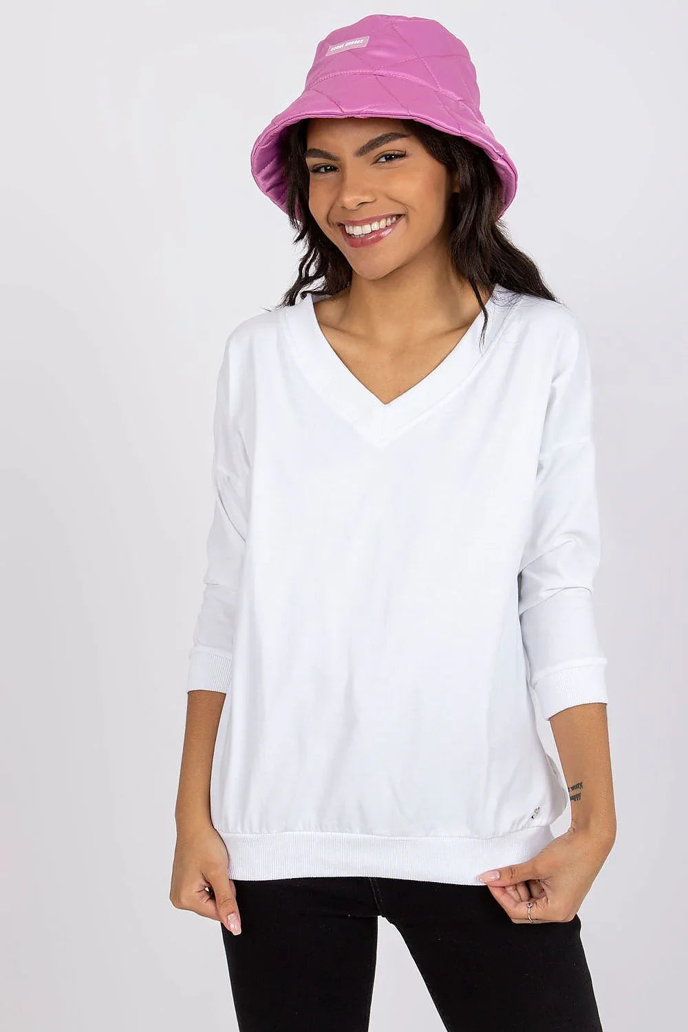 Women's Three-Quarter Sleeve Blouse - Solid Hip Length