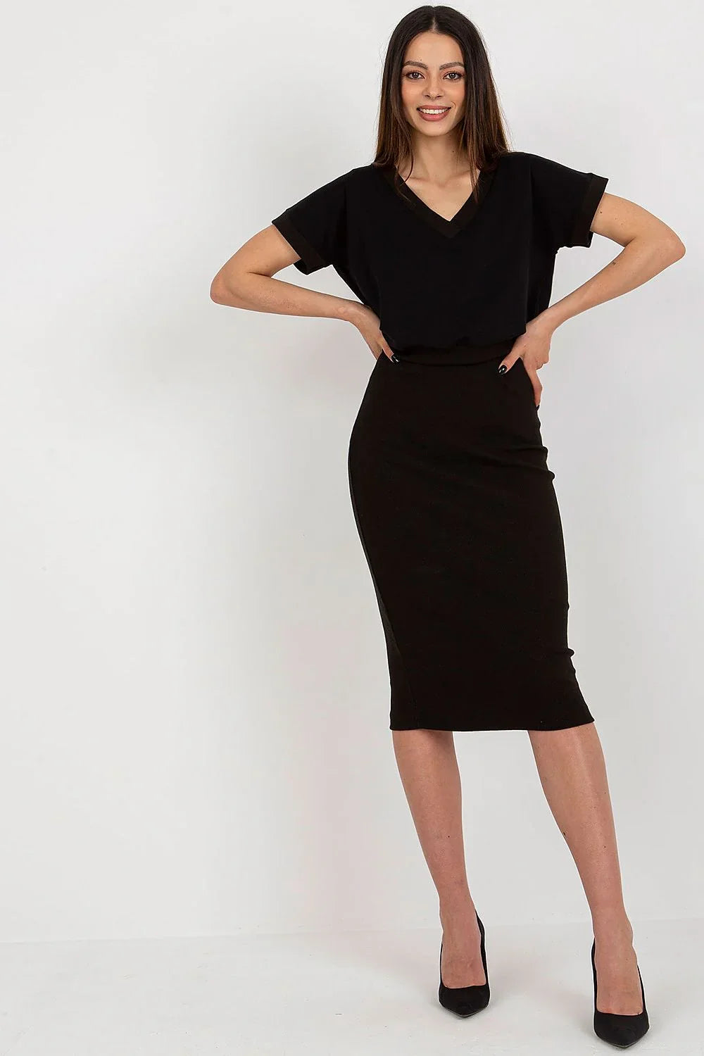 Women’s V-Neck Blouse and Midi Dress Two Piece Set