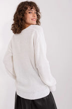 Women's Waist-Length Textured V-Neck Pullover Sweater