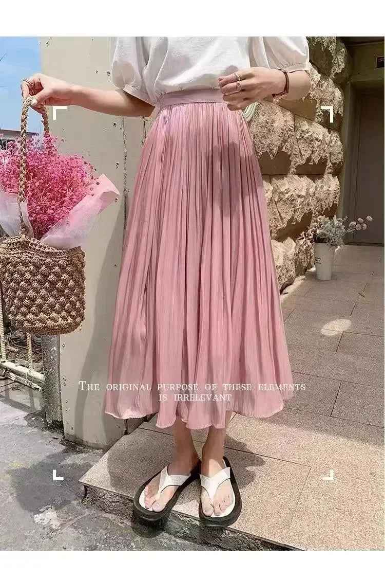 A-Line Skirt Women Minimalist Office - Elastic Midi Women Skirt