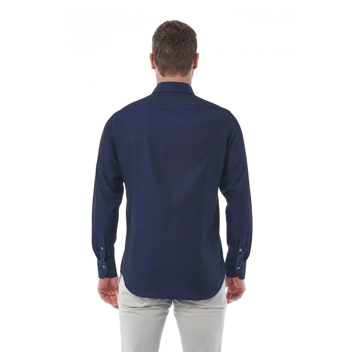 Bagutta Men's Cotton Regular Fit Dress Shirt – Navy – Dress Shirt | GUOCALI – view 4