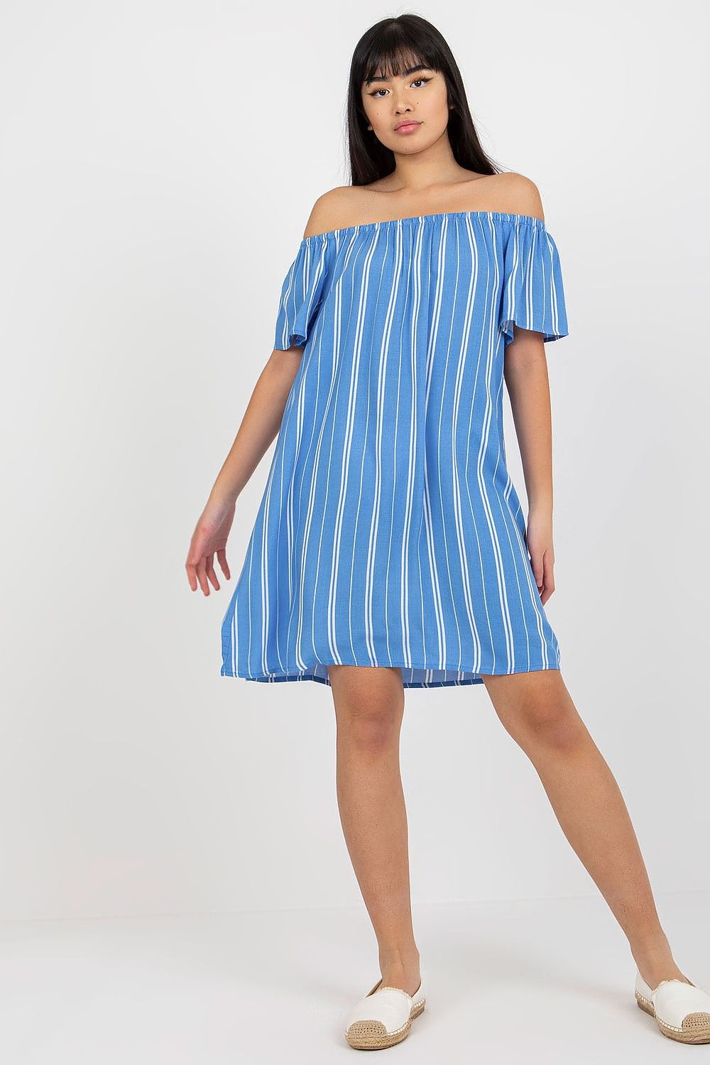 Bardot Neckline Summer Dress – Loose Fit, Short Sleeves | GUOCALI – view 4