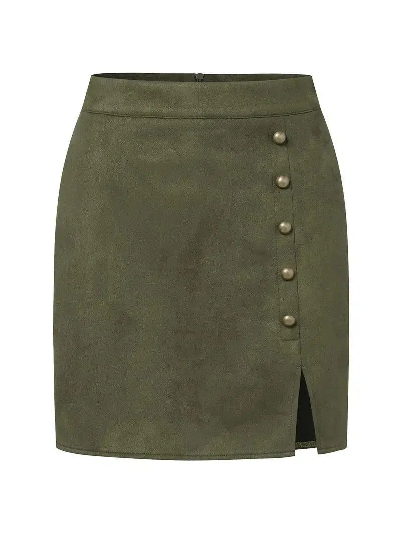 Beaded Mini Skirt with Slit -Guocali