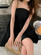 Beaded Slash Neck High Waist Suspender Dress -Guocali