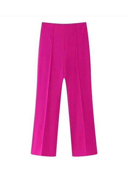 Belted Women Pant Suit - High Waist Wide Leg Trousers - Pantsuit - Guocali