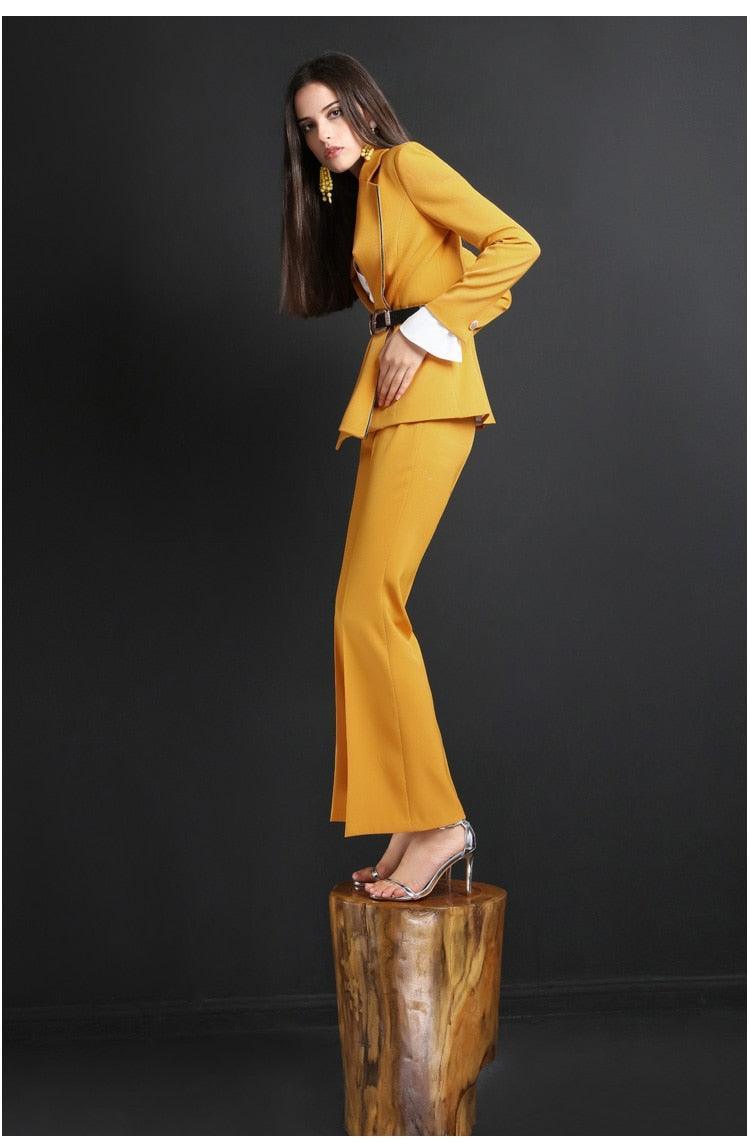 Belted Women Pantsuit - Women Trouser Suits - Trouser Suit - Pantsuit - Guocali