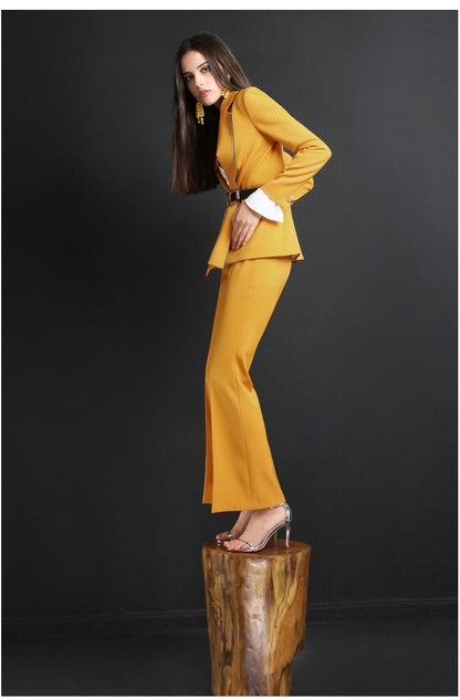 Belted Women Pantsuit - Women Trouser Suits - Trouser Suit - Pantsuit - Guocali