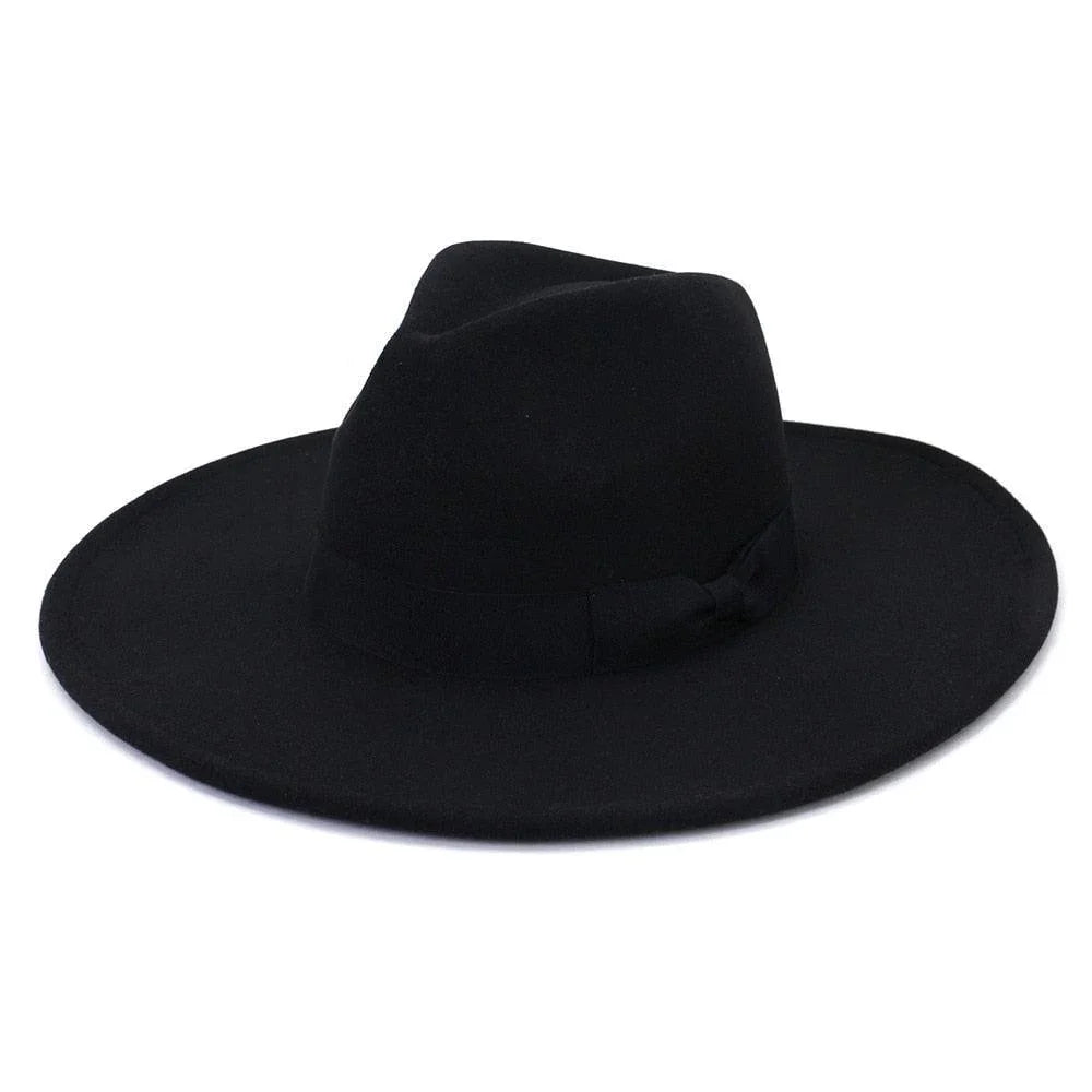 Black wide-brim retro fedora hat from GUOCALI Paris luxury fashion accessories collection