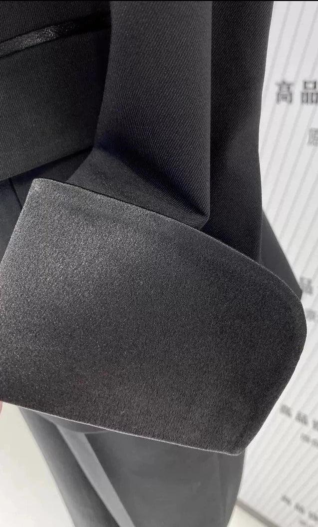 Black Tuxedo Suit - Women Shawl Collar Trouser Suit - Pantsuit - Guocali
