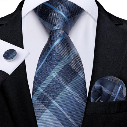 Blue Checked Necktie Set - Necktie - Guocali