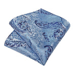 Blue Paisley Silk Necktie Set -Guocali
