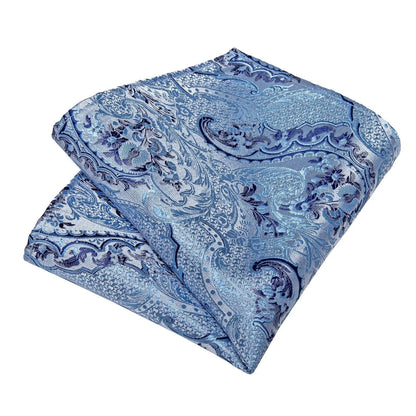 Blue Paisley Silk Necktie Set -Guocali
