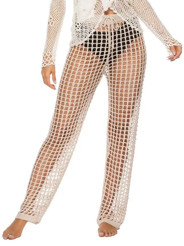 Boho Women Wide Leg Pants – High-Waist Lace -Guocali