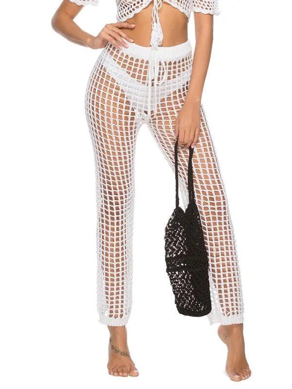 Boho Women Wide Leg Pants – High-Waist Lace -Guocali