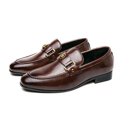 Men Horse Bit Dress Loafers - Slip-On Formal Dress Shoes