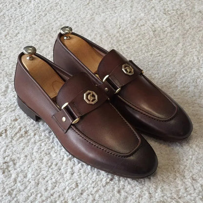 Men Horse Bit Dress Loafers - Slip-On Formal Dress Shoes