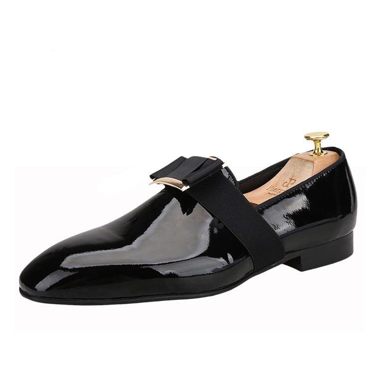 Buckle Bow Patent Leather Loafers - Men Shoes - Loafer Shoes - Guocali
