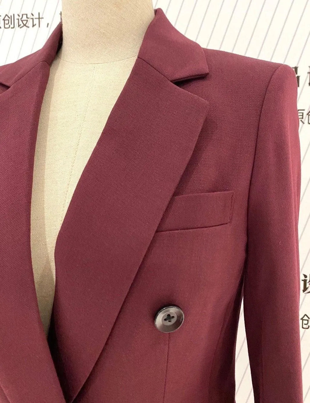 Burgundy Women Pant Suit- Formal Business Trouser Suit -Guocali