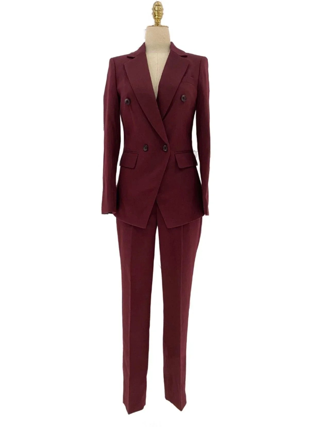 Burgundy Women Pant Suit- Formal Business Trouser Suit -Guocali