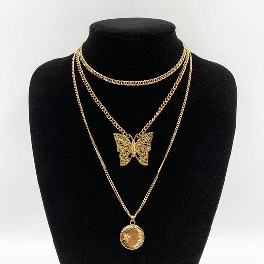 Butterfly Pendant Necklace - Multi-Layered Women Jewelry - Pendant Necklace - Guocali
