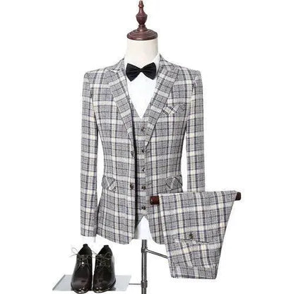 Cali 3-Piece Plaid Suit for Men -Guocali