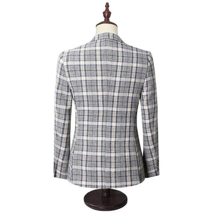 Cali 3-Piece Plaid Suit for Men -Guocali
