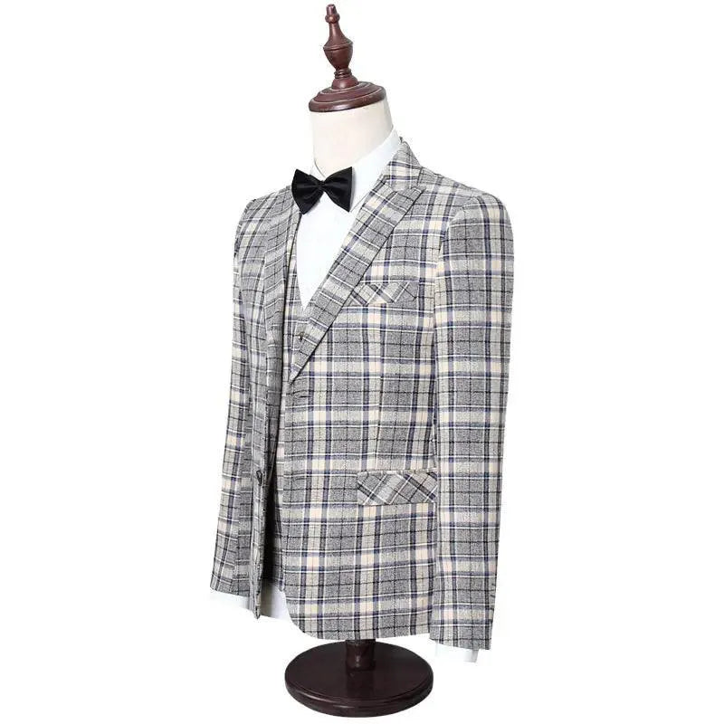 Cali 3-Piece Plaid Suit for Men -Guocali