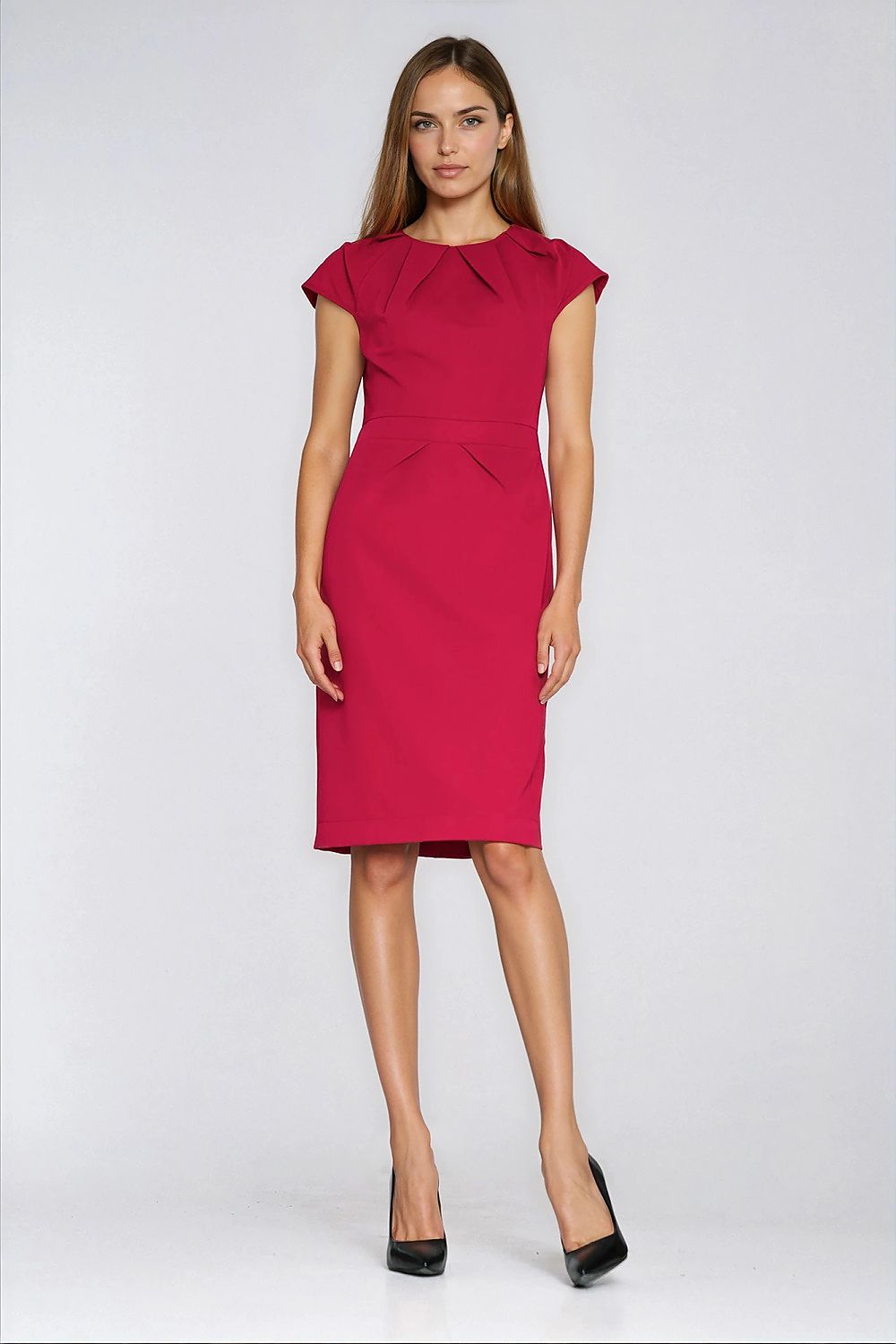 Cap Sleeve Knee-Length Sheath Dress – Red – Daydress | GUOCALI