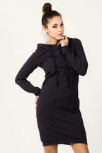 Casual Hooded Long Sleeves Day Dress