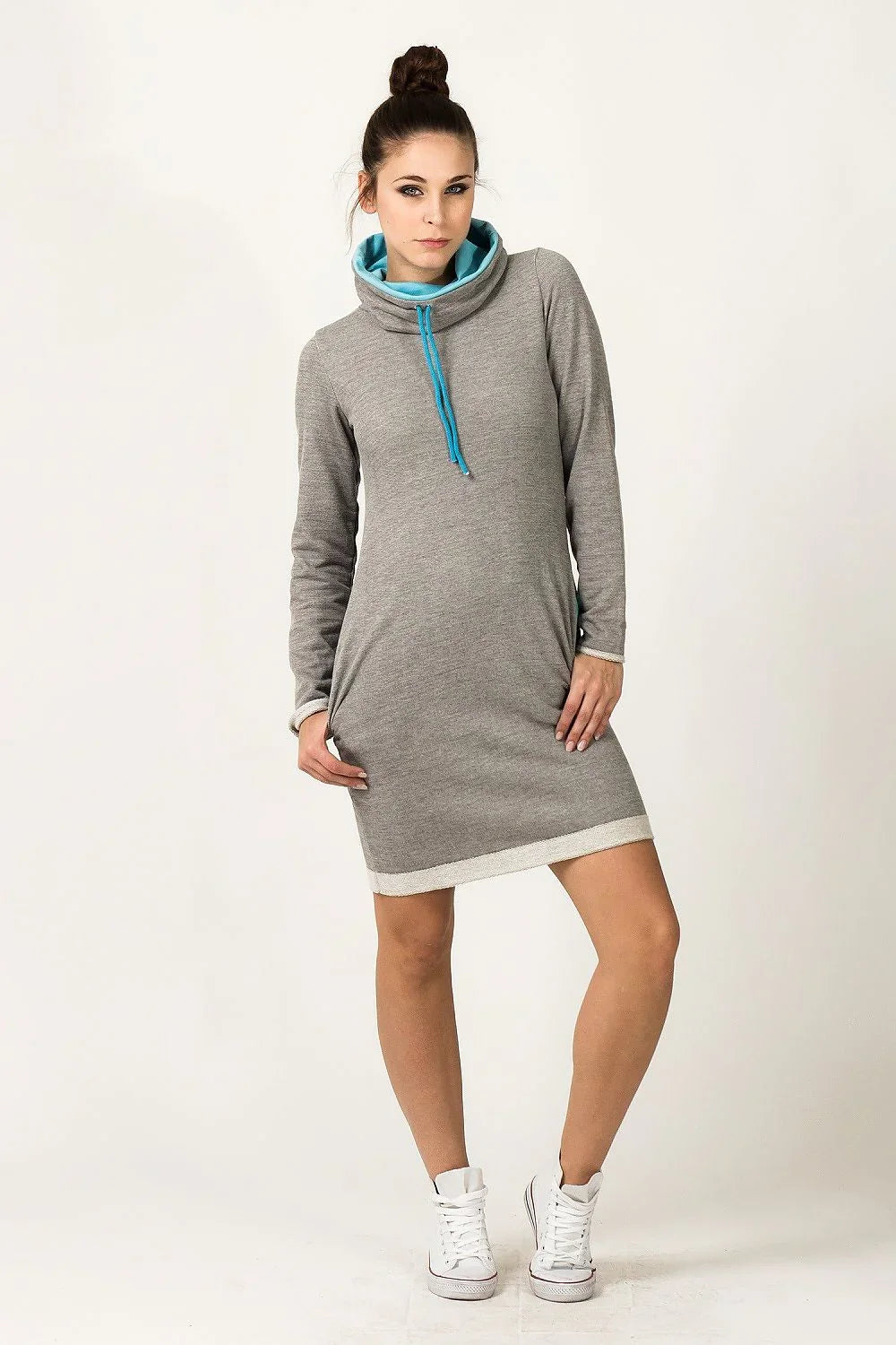 Casual Turtleneck Long Sleeves Day Dress