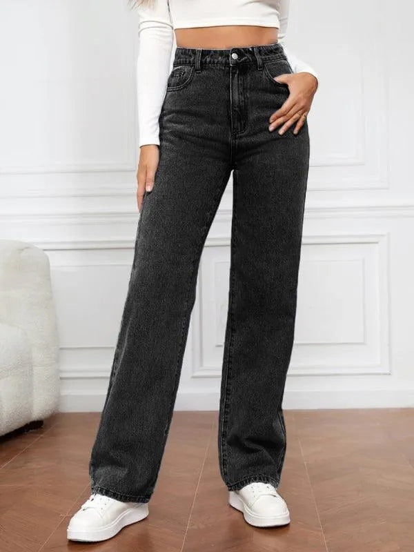 Casual Women Jeans – High-Waist Flat Front -Guocali