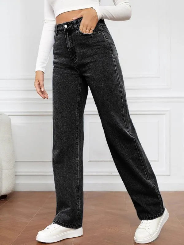 Casual Women Jeans – High-Waist Flat Front -Guocali