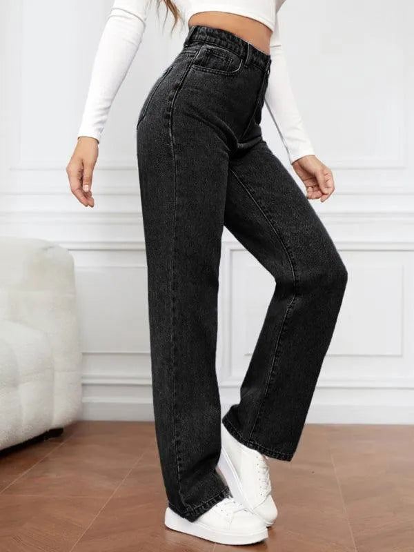 Casual Women Jeans – High-Waist Flat Front -Guocali