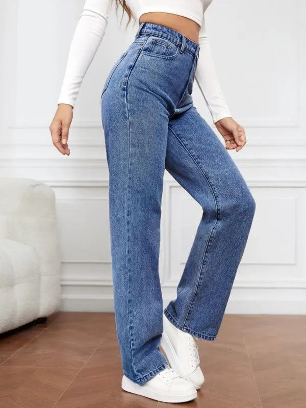 Casual Women Jeans – High-Waist Flat Front -Guocali