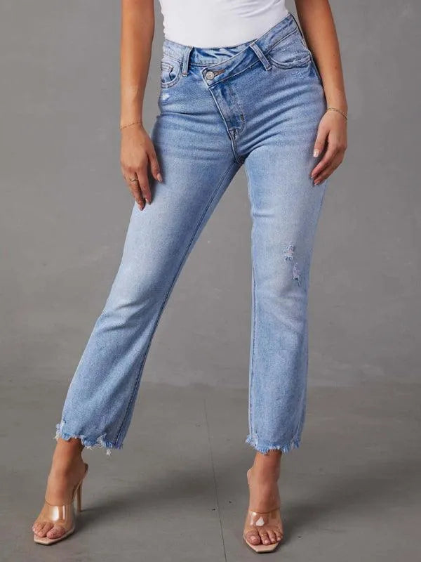 Casual Women Jeans – High-Waist Relaxed Fit -Guocali