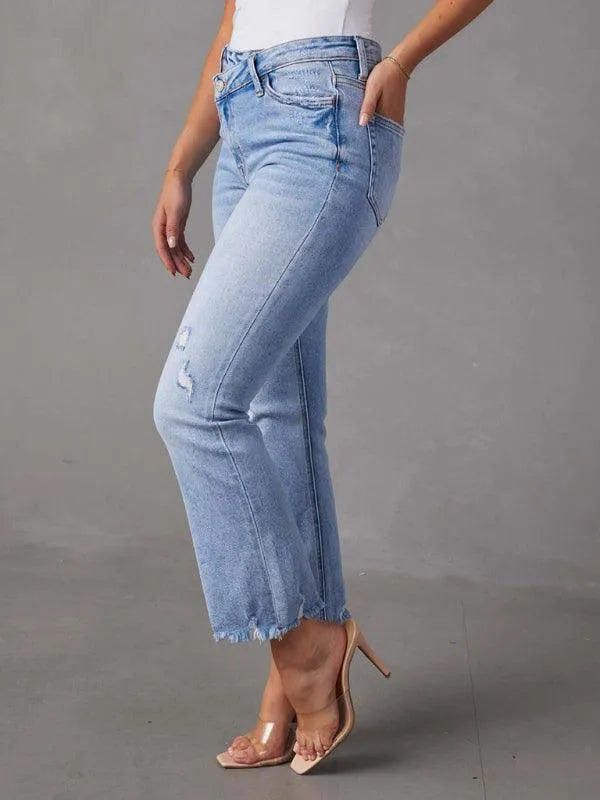 Casual Women Jeans – High-Waist Relaxed Fit -Guocali