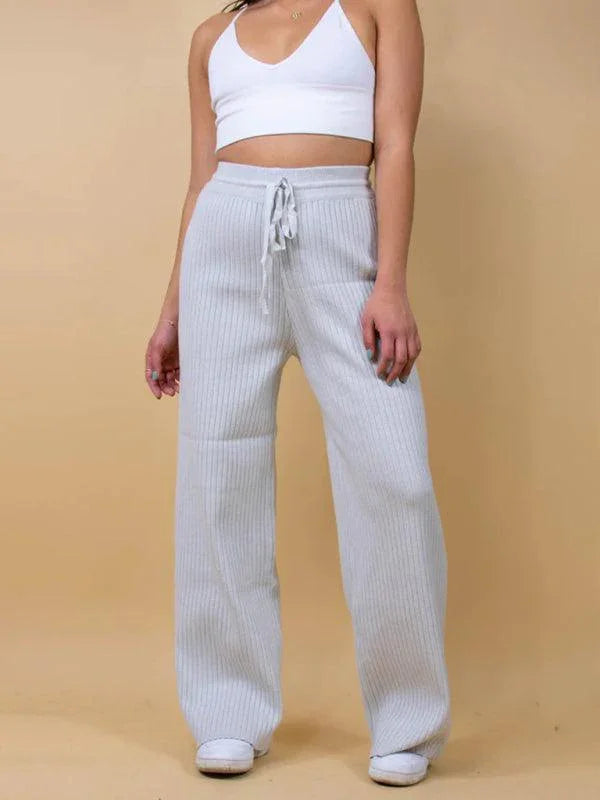Casual Women's Trousers – High Rise Drawstring Fit -Guocali