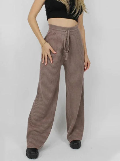 Casual Women's Trousers – High Rise Drawstring Fit -Guocali