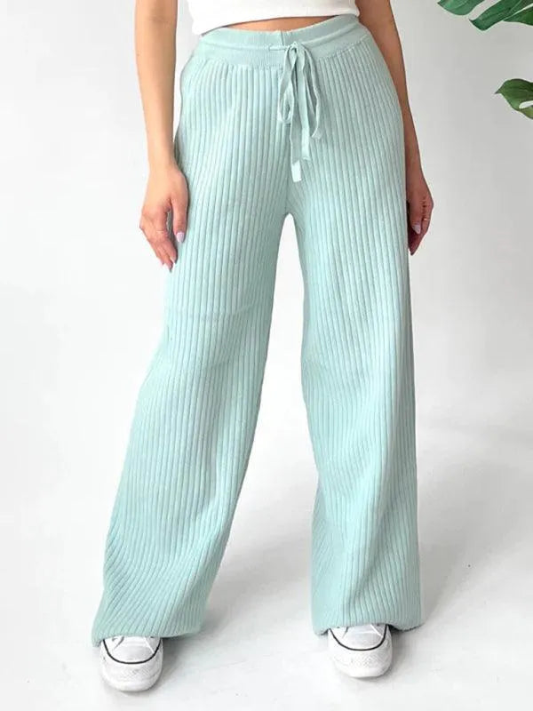 Casual Women's Trousers – High Rise Drawstring Fit -Guocali