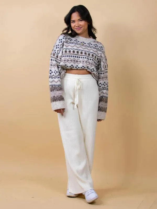 Casual Women's Trousers – High Rise Drawstring Fit -Guocali