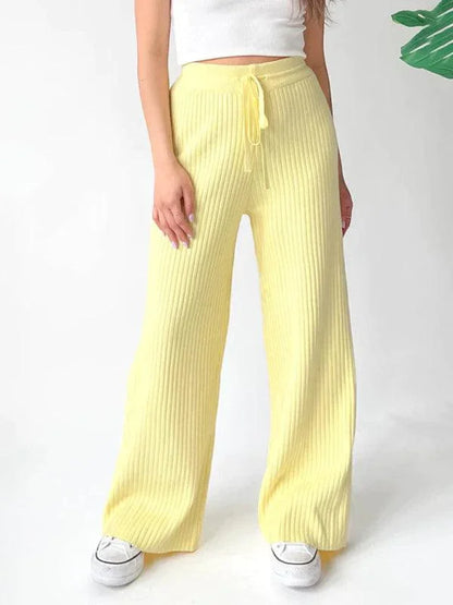 Casual Women's Trousers – High Rise Drawstring Fit -Guocali